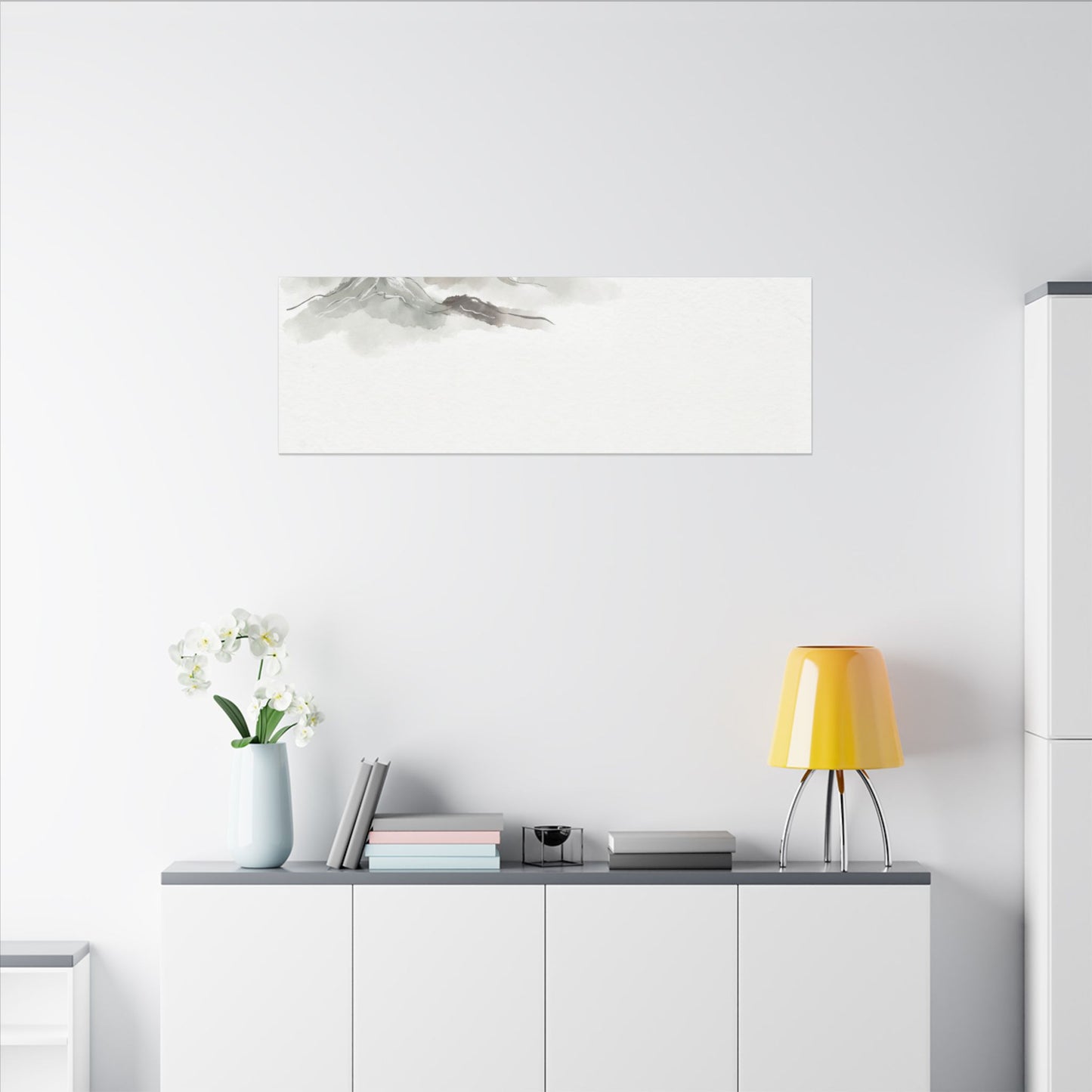Winter Mountain Mist Minimal Line Canvas Art | Elegant Decor