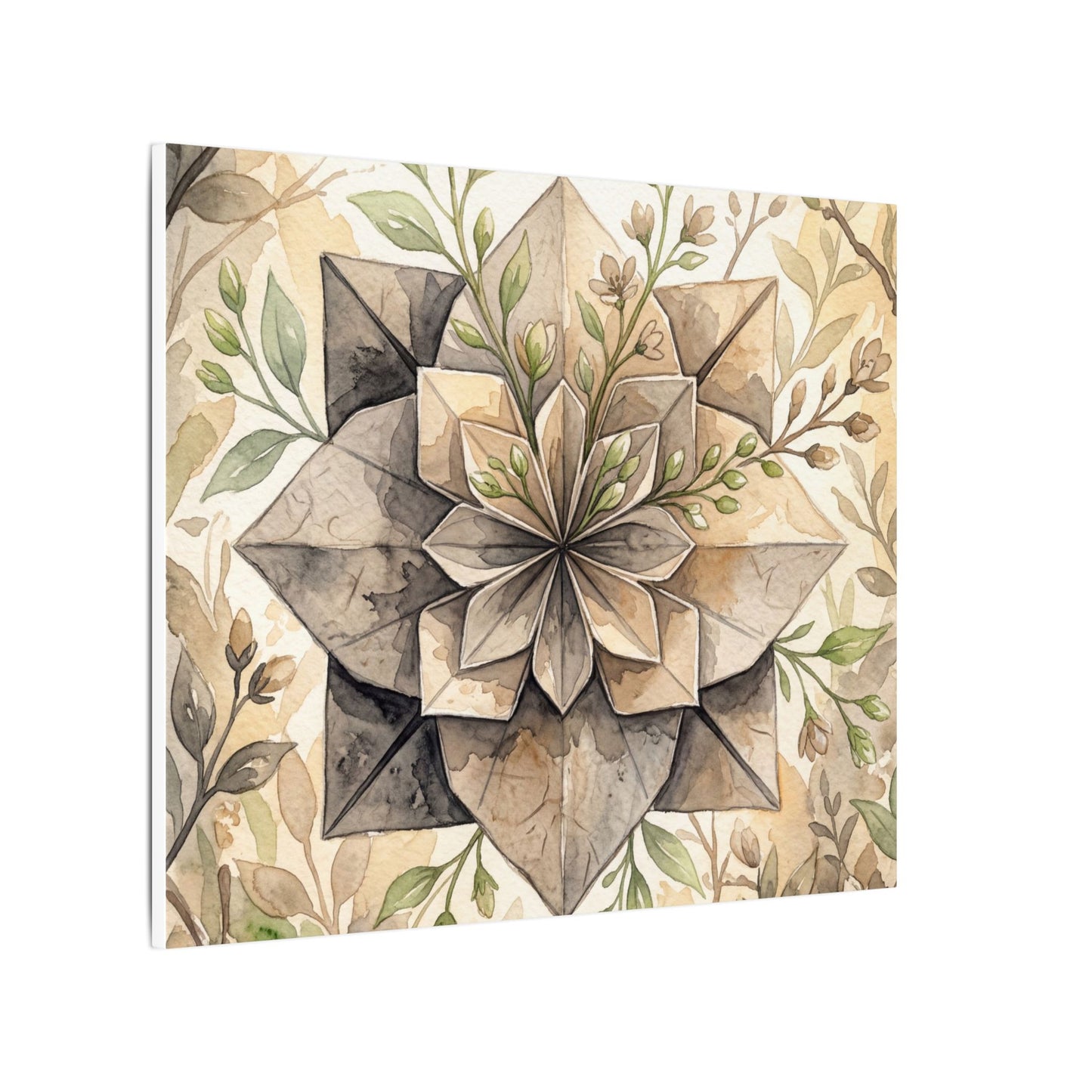 Warm Paper Fold Canvas Art - Watercolor Japandi