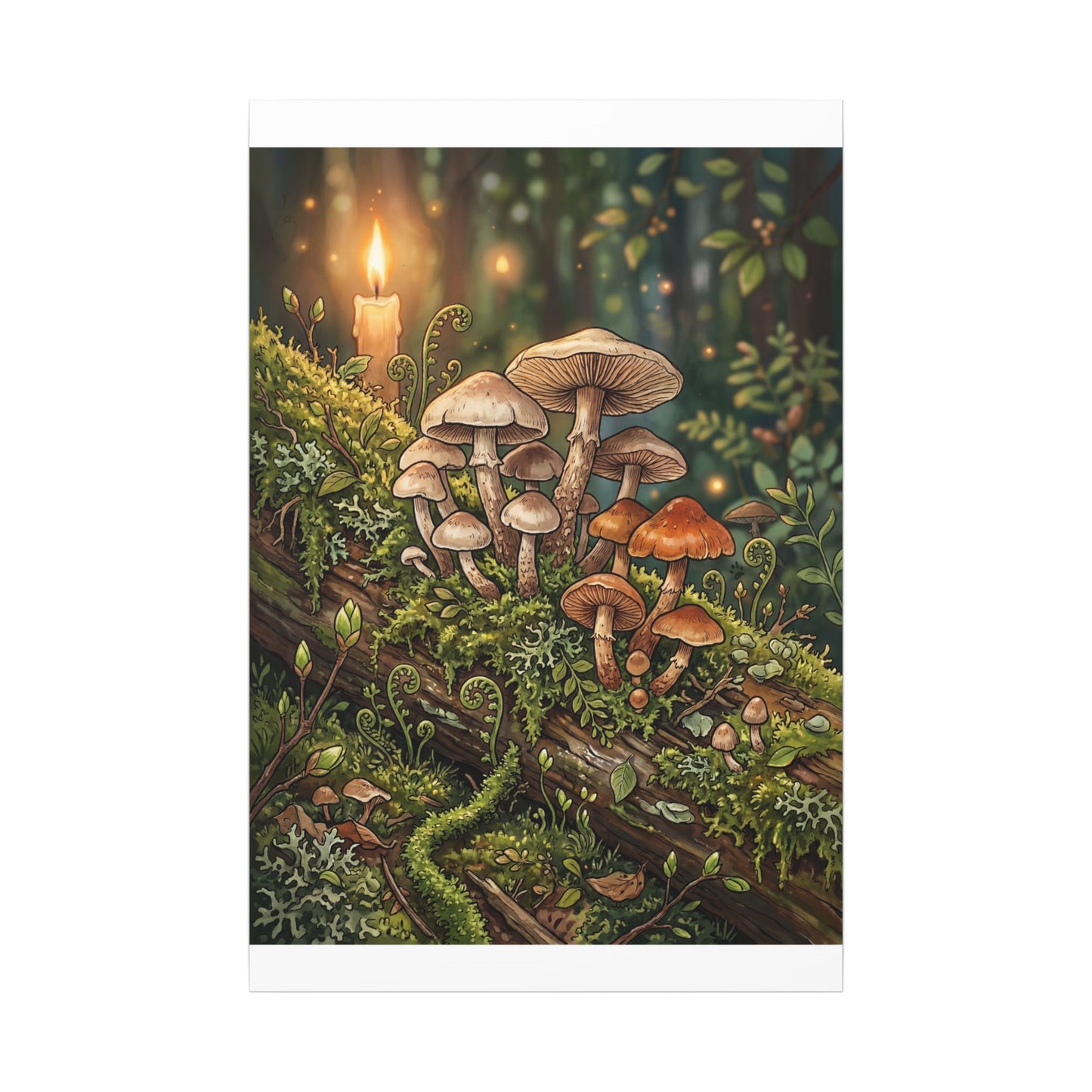 Spring Wild Mushrooms Herbarium Canvas Art | Rustic Decor