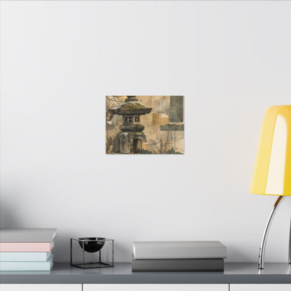 Elegant Stone Lantern Canvas Art - Texture Japandi