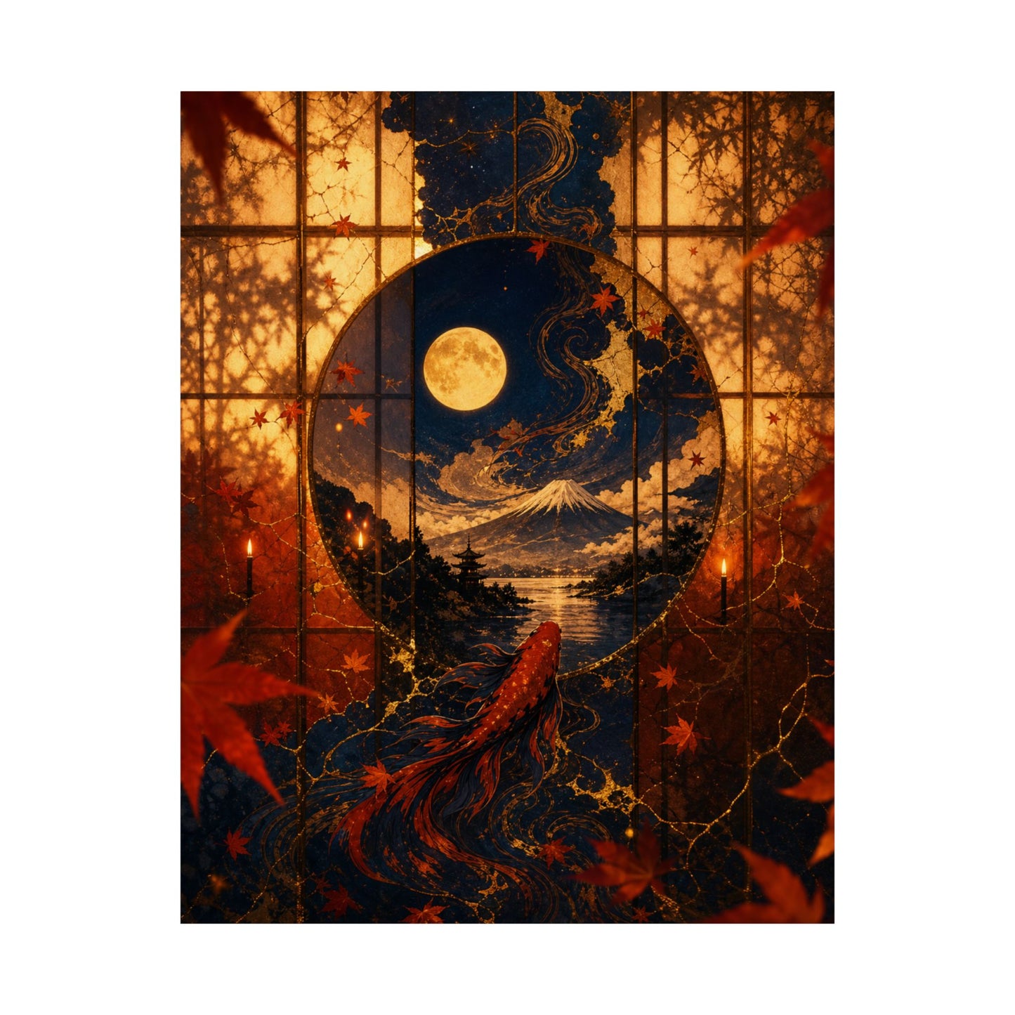 Resilient Shoji Screen Wall Art Print - Gold Vein Kintsugi