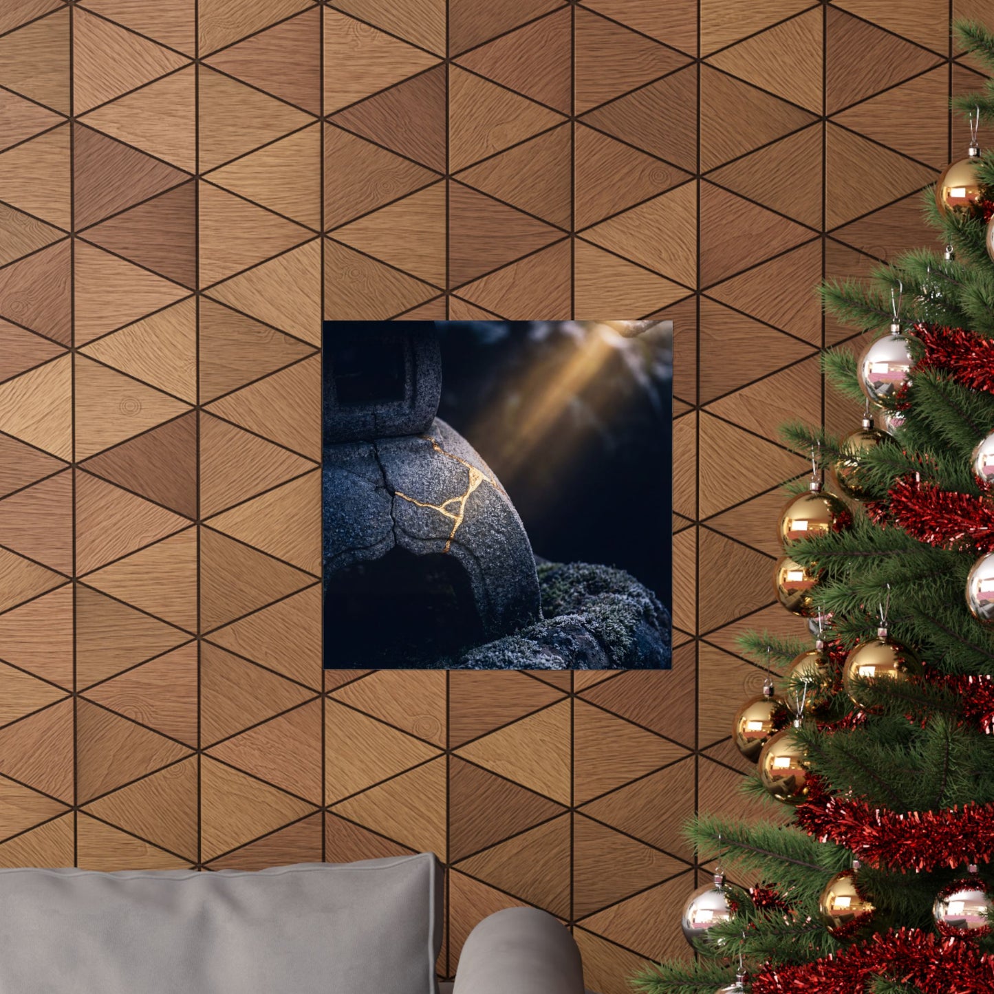 Moonlit Garden Winter Wall Art Print | Kintsugi Artful Design
