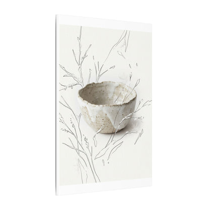 Neutral Ceramic Bowl Canvas Art - Minimal Line Japandi