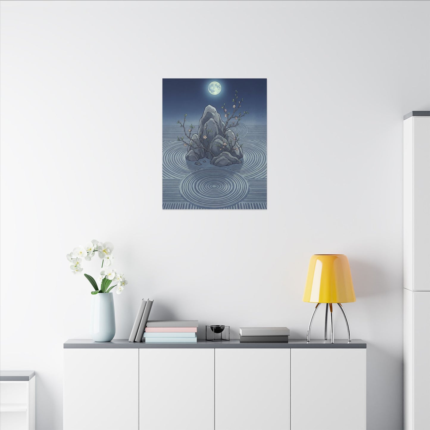 Spring Rock Garden Ukiyo E Inspired Canvas Art | Tranquil Decor