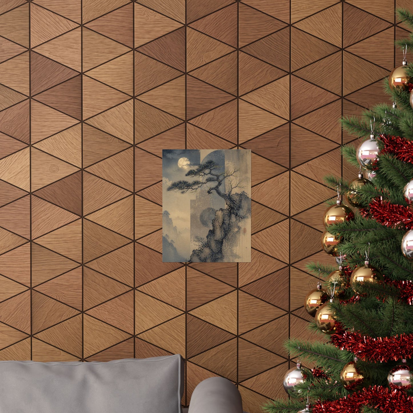 Ma Pine Tree Wall Art Print - Japandi Japanese Pattern