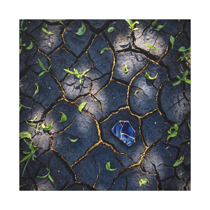 Cracked Earth Canvas Art | Spring Dark Japandi Moody Minimal Art