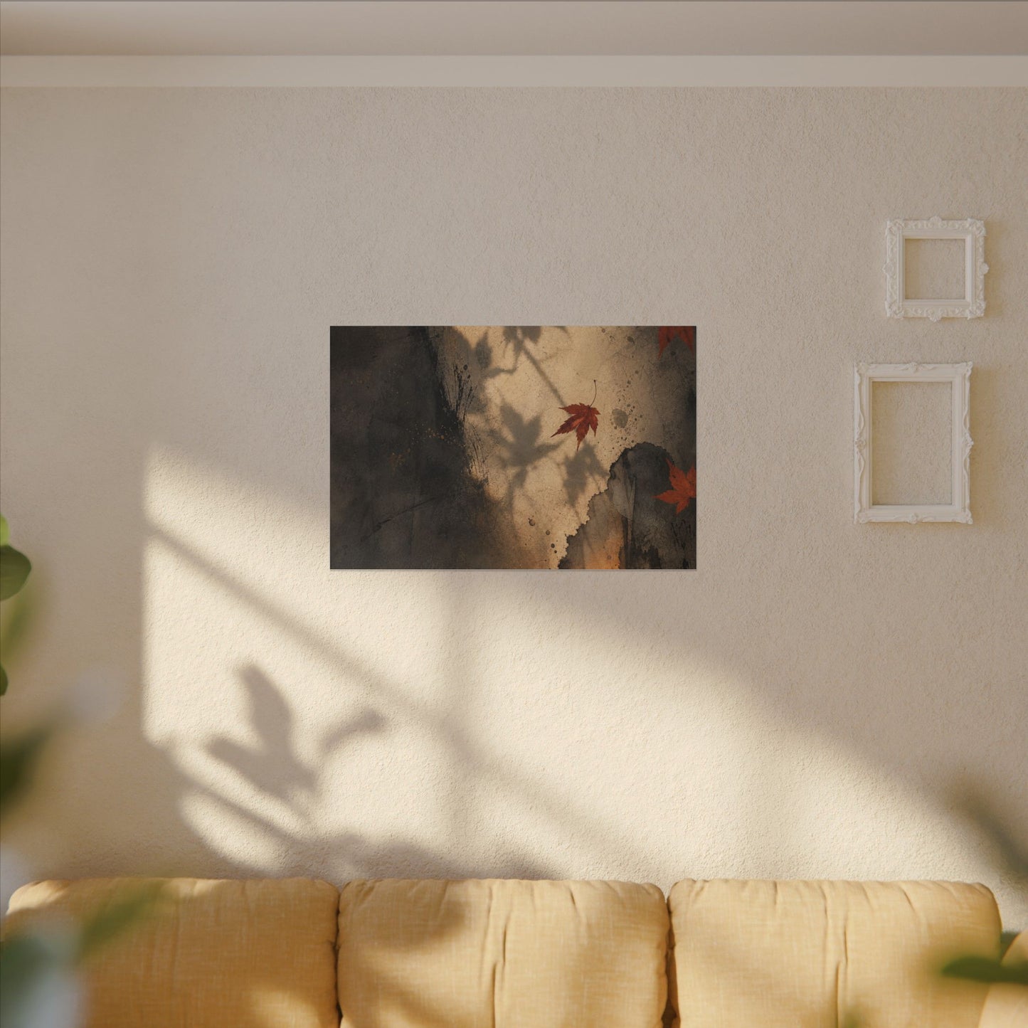 Shadow Play Texture Canvas Art | Neutral Japandi Art