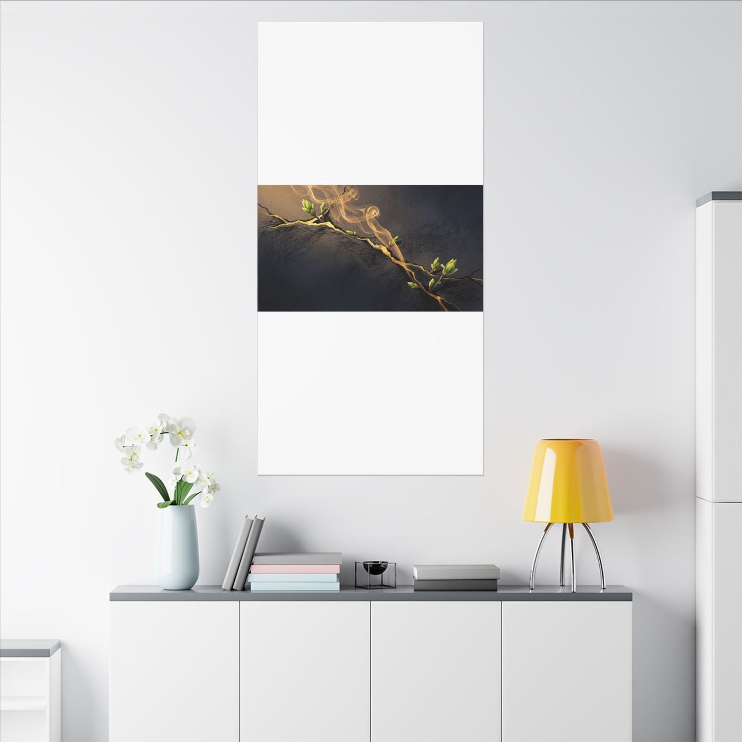 Spring Incense Smoke Gold Vein Canvas Art | Healing Decor
