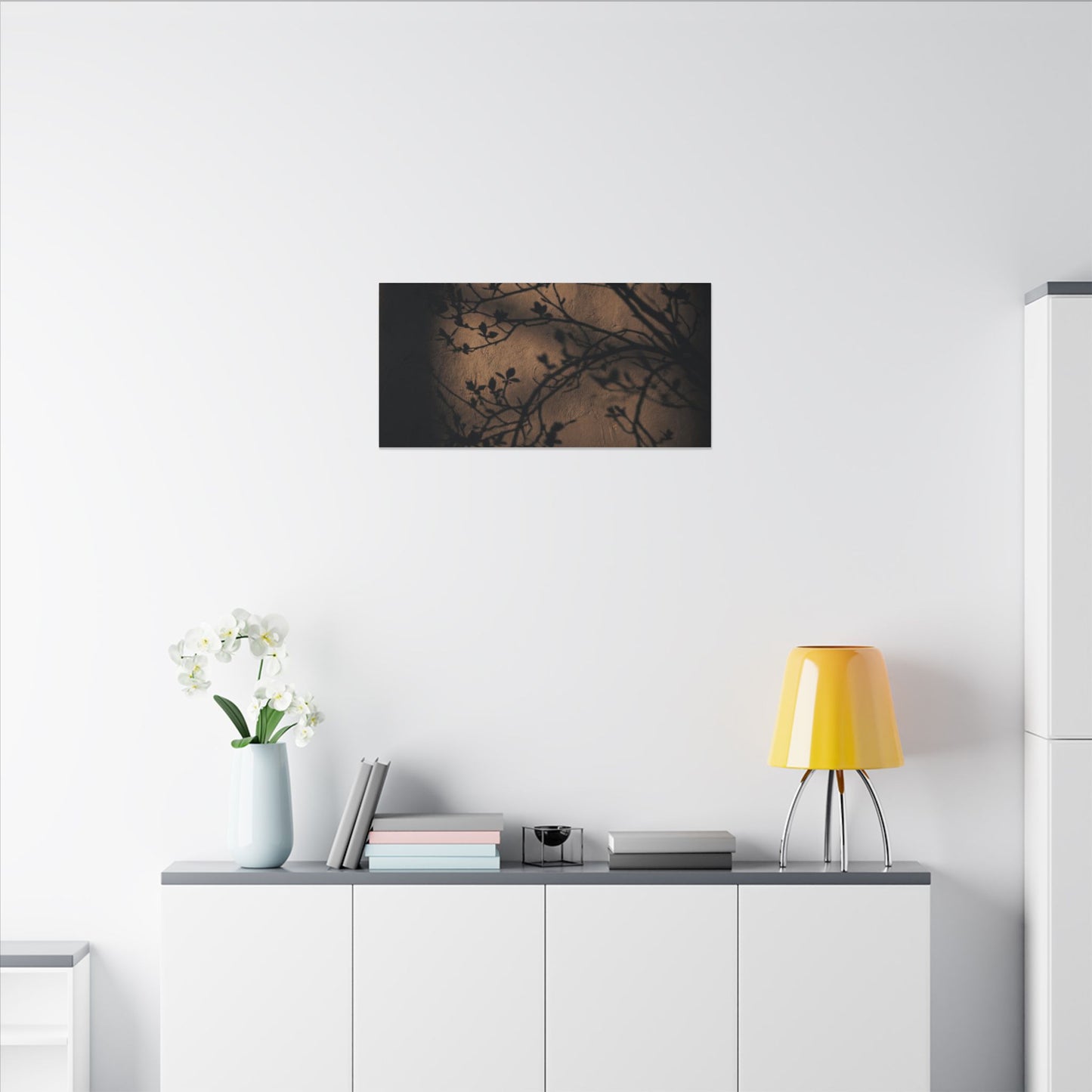 Dark Japandi Shadow Play in Golden Hour | Shadow Zen Canvas Art