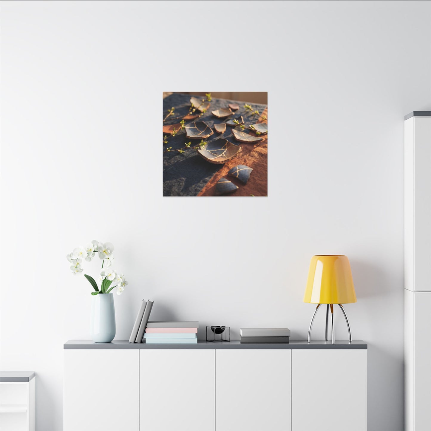 Spring Broken Pottery Gold Vein Canvas Art | Philosophical Decor