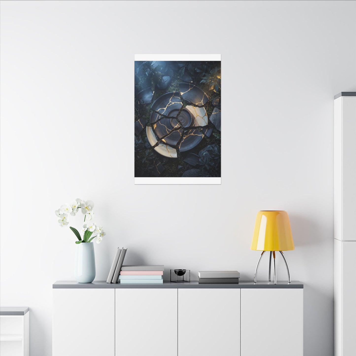 Resilient Broken Pottery Canvas Art - Gold Vein Kintsugi