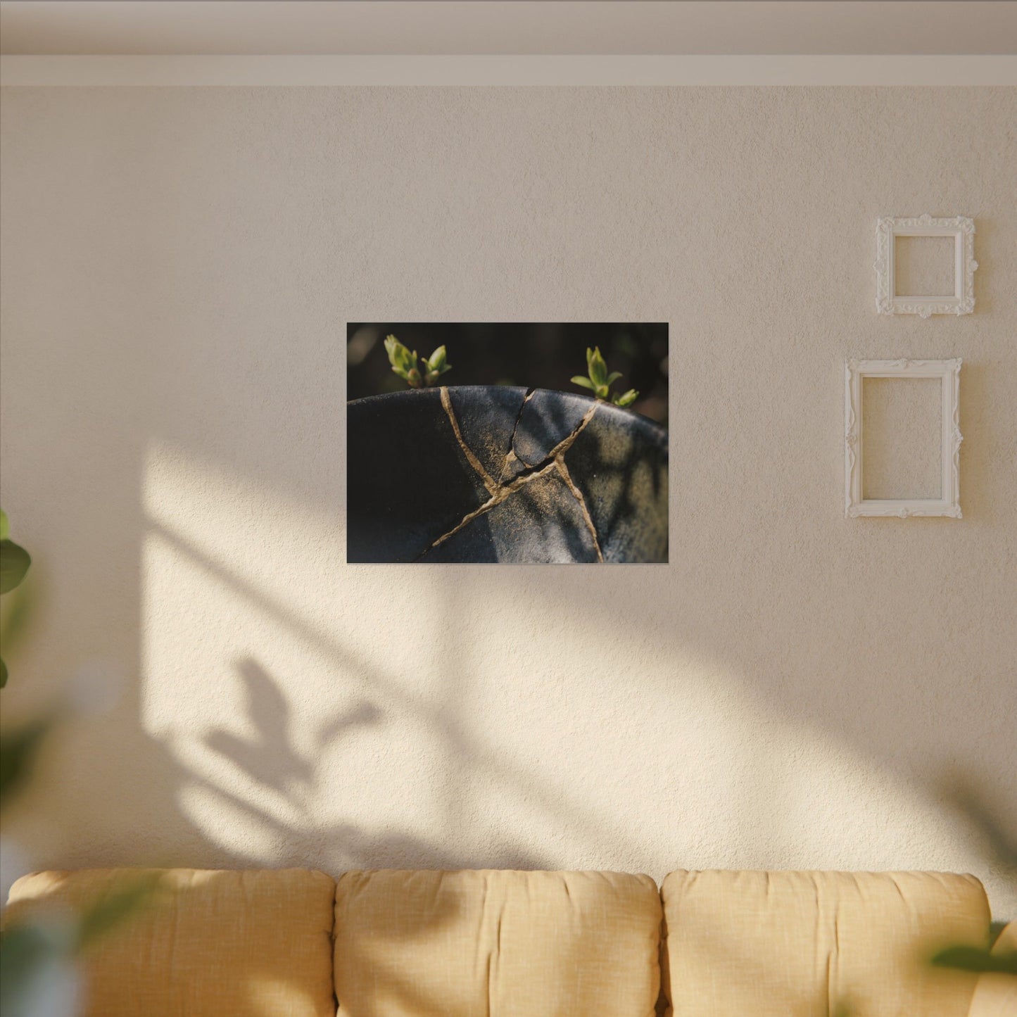 Seijaku Broken Pottery Canvas Art - Dark Japandi Shadow Zen