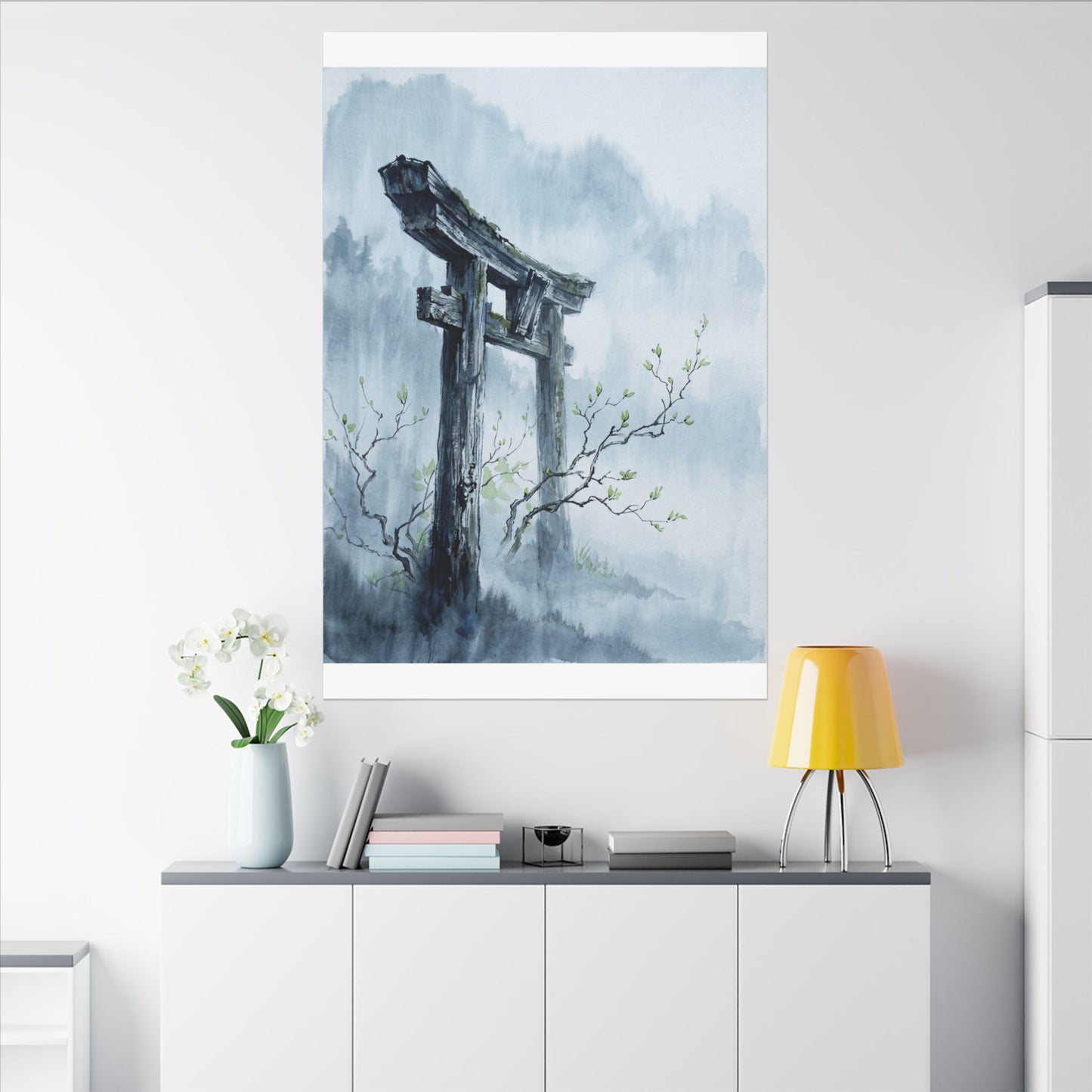 Torii Gate Canvas Art | Spring Zen Sumi E Art