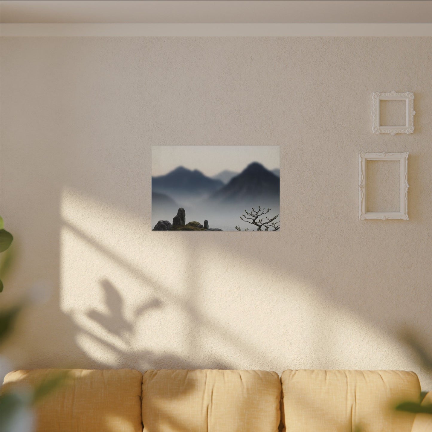 Mountain Mist Karesansui Canvas Art | Contemplative Zen Art