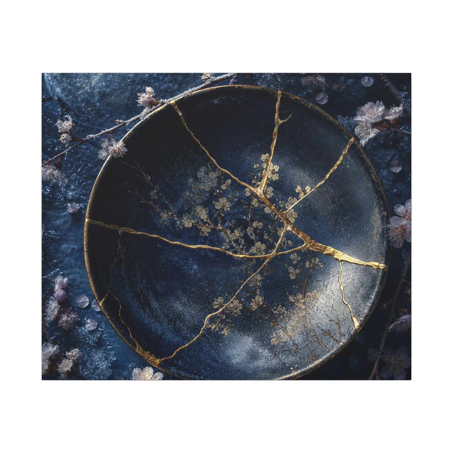Cherry Blossom Winter Canvas Art | Kintsugi Philosophical Design