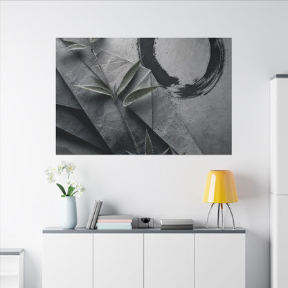 Winter Paper Fold Enso Canvas Art | Serene Decor