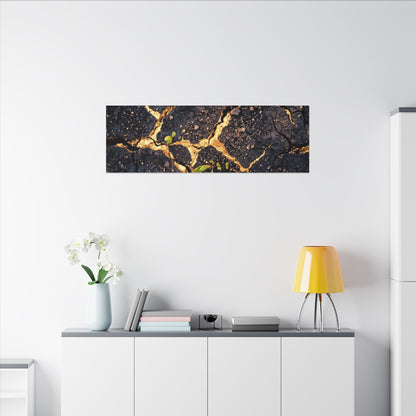 Spring Cracked Earth Crackle Gold Canvas Art | Healing Decor
