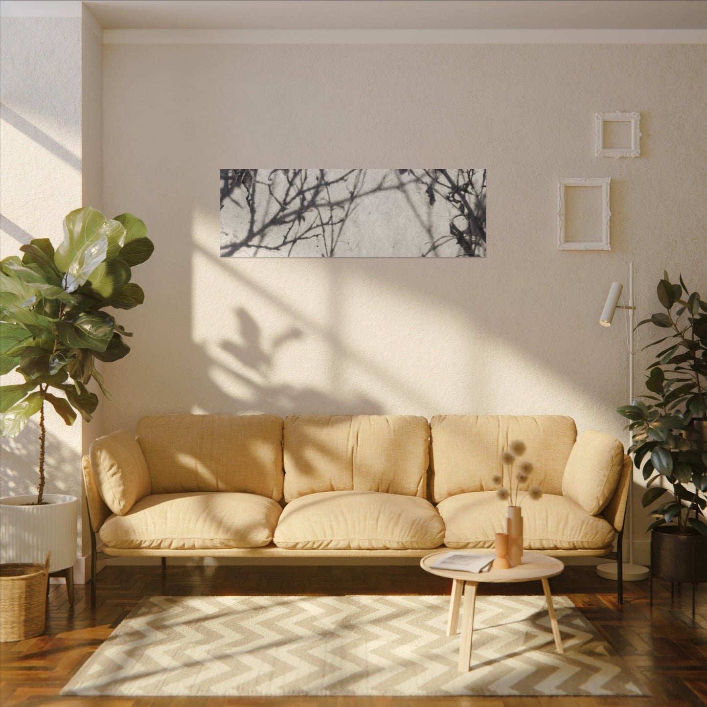 Winter Shadow Play Japanese Pattern Canvas Art | Elegant Decor