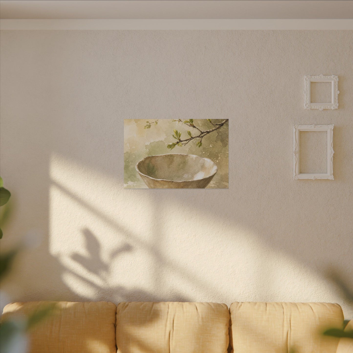Warm Ceramic Bowl Canvas Art - Watercolor Japandi