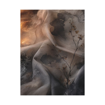 Japandi Silk Drape in Candlelight | Watercolor Canvas Art