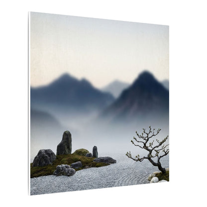 Mountain Mist Karesansui Canvas Art | Contemplative Zen Art