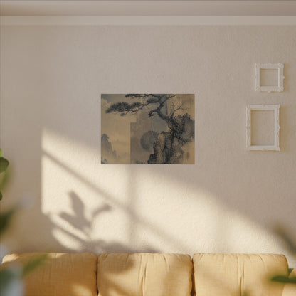 Japandi Pine Tree in Moonlight | Japanese Pattern Canvas Art