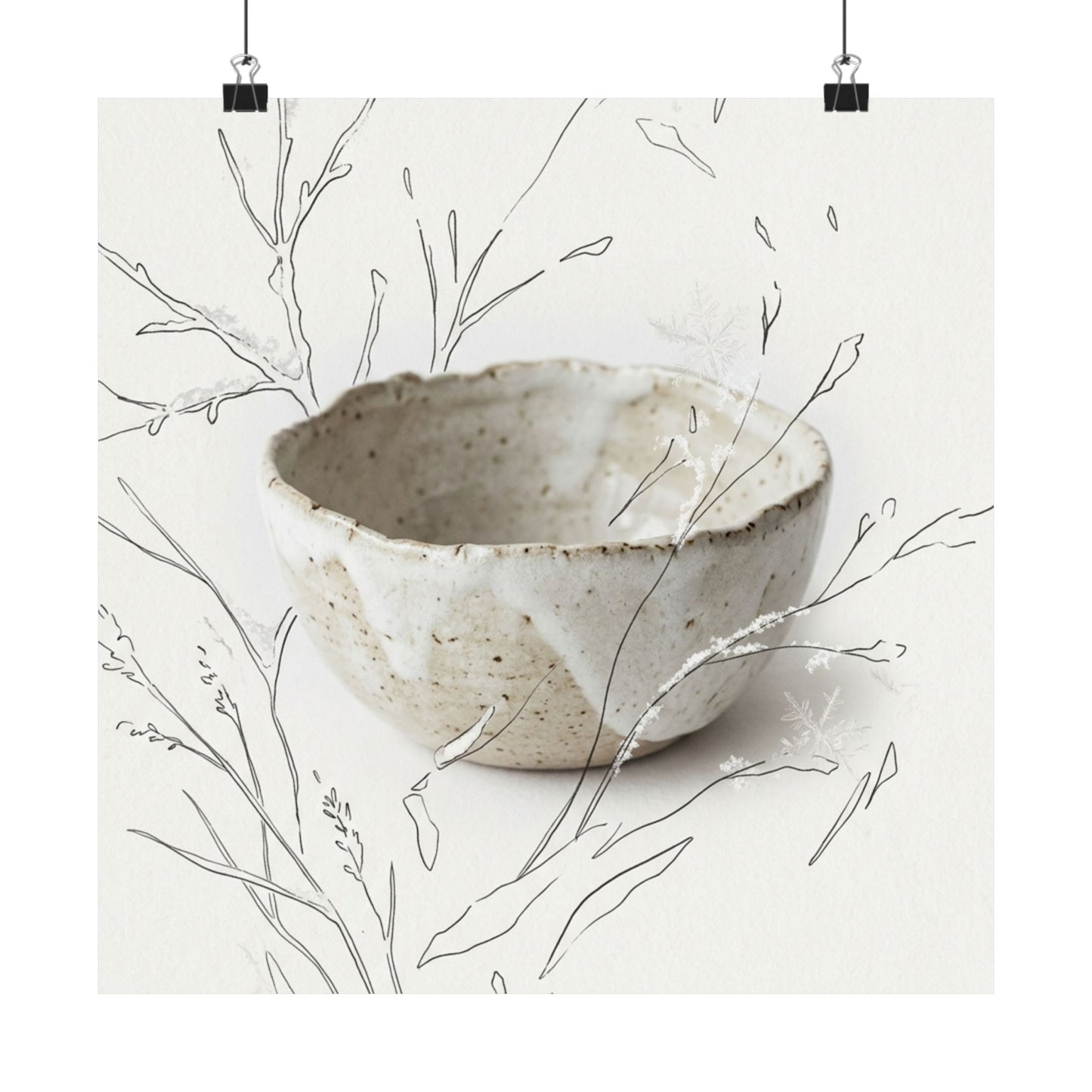 Japandi Ceramic Bowl in Overcast | Minimal Line Wall Art Print