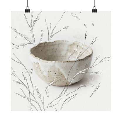 Japandi Ceramic Bowl in Overcast | Minimal Line Wall Art Print