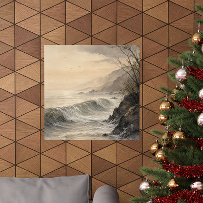 Warm Ocean Wave Wall Art Print - Watercolor Japandi