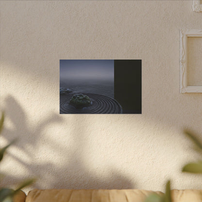 Ma Rock Garden Canvas Art - Dark Japandi Moody Minimal