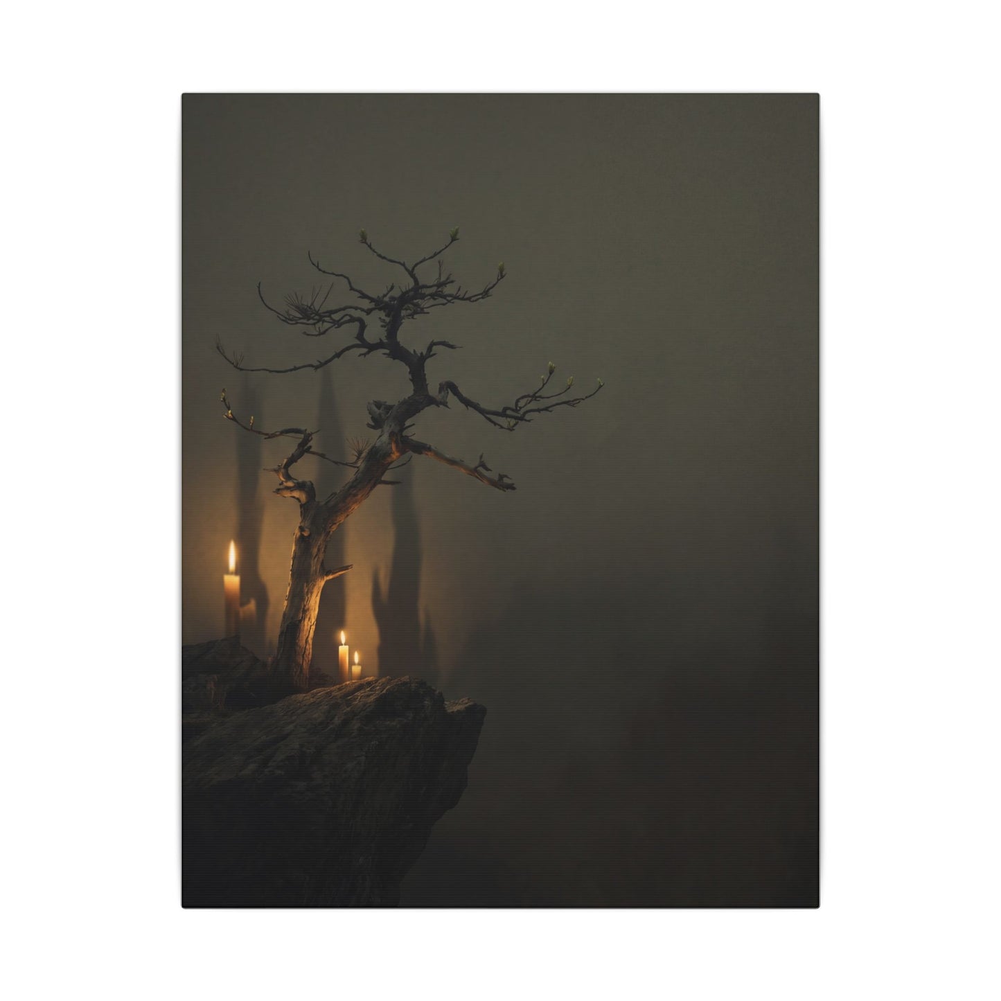 Ma Pine Tree Canvas Art - Dark Japandi Shadow Zen