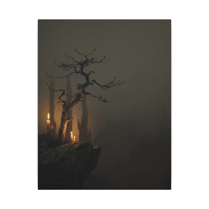Ma Pine Tree Canvas Art - Dark Japandi Shadow Zen