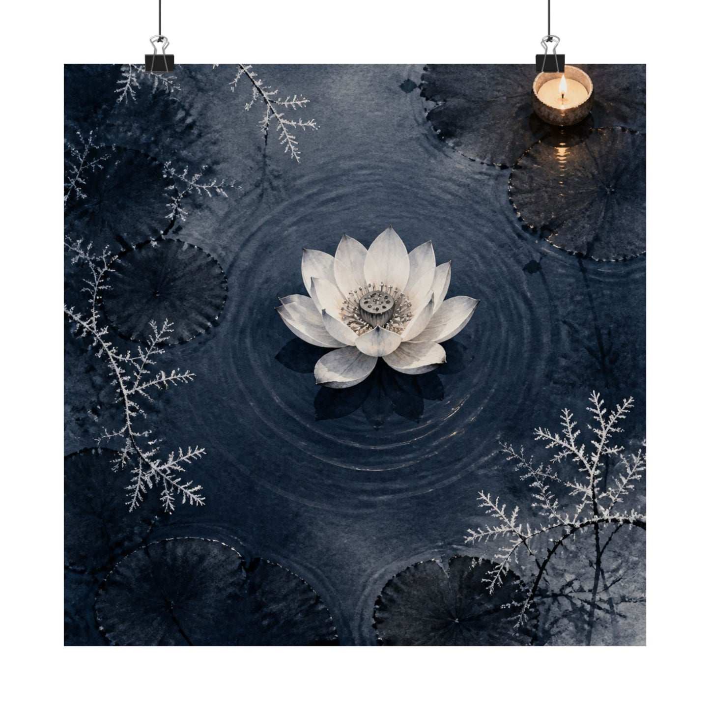 Lotus Flower Wall Art Print | Winter Zen Sumi E Art