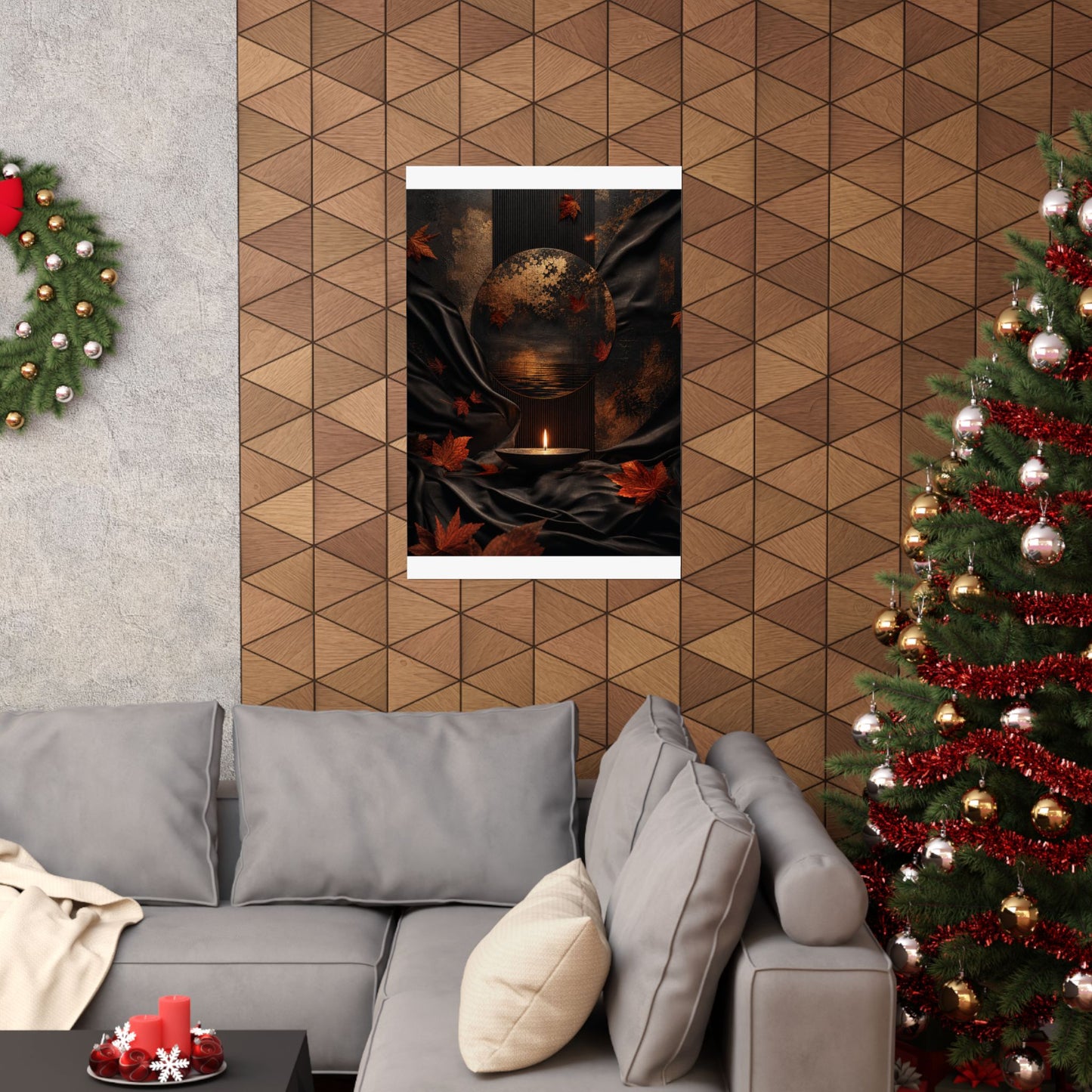 Kanso Silk Drape Wall Art Print - Dark Japandi Dark Texture