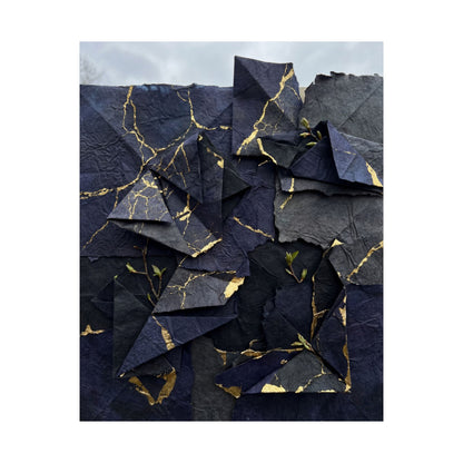 Paper Fold Crackle Gold Wall Art Print | Philosophical Kintsugi Art