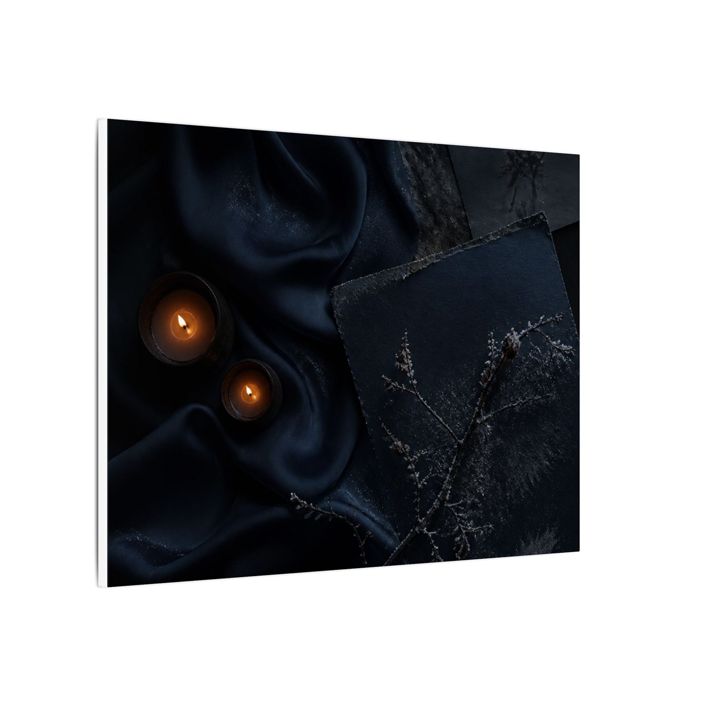 Candlelight Silk Drape Canvas Art - Dark Japandi Kanso