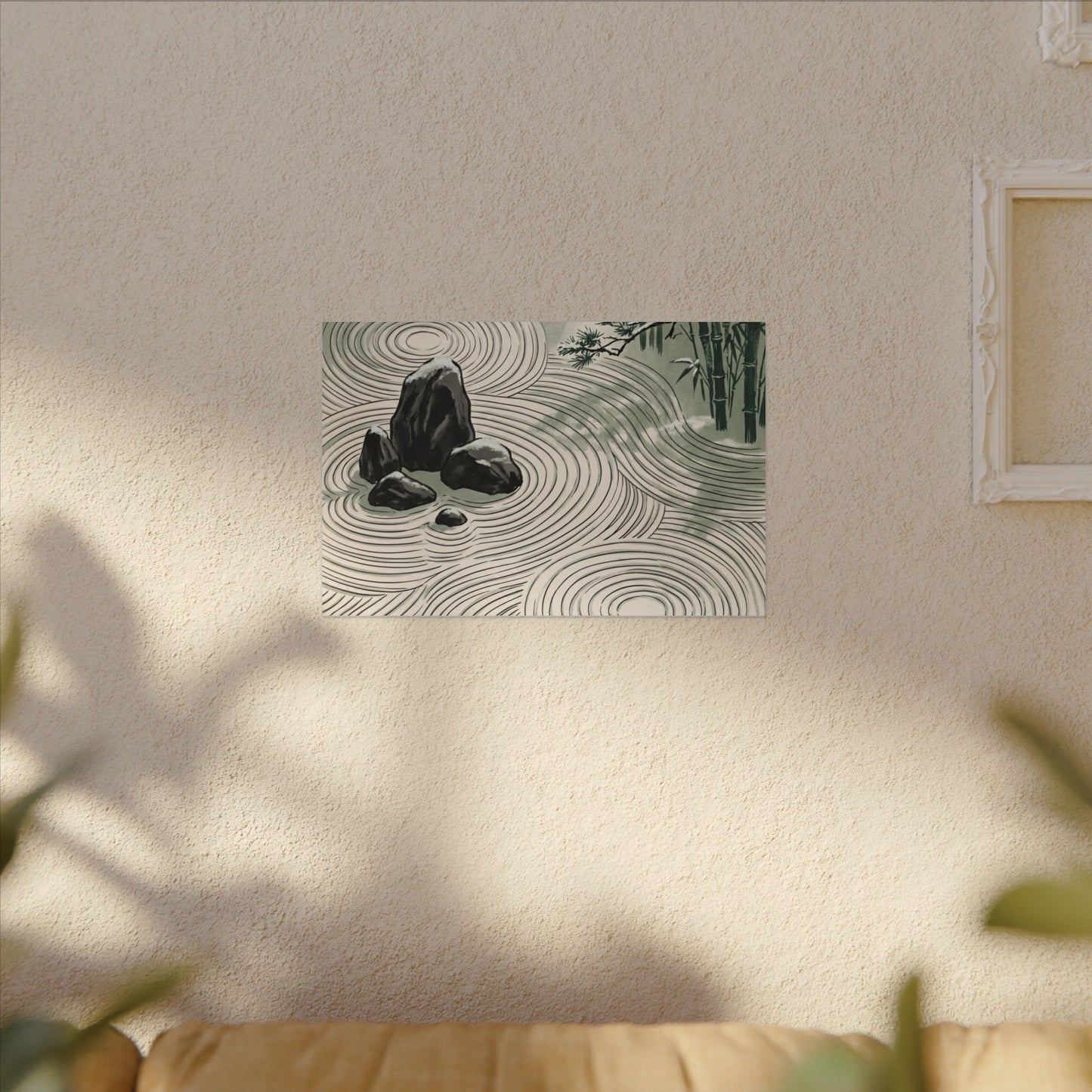 Shibui Rock Garden Canvas Art - Zen Ukiyo E Inspired