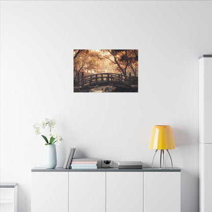 Autumn Wooden Bridge Gold Vein Canvas Art | Resilient Decor