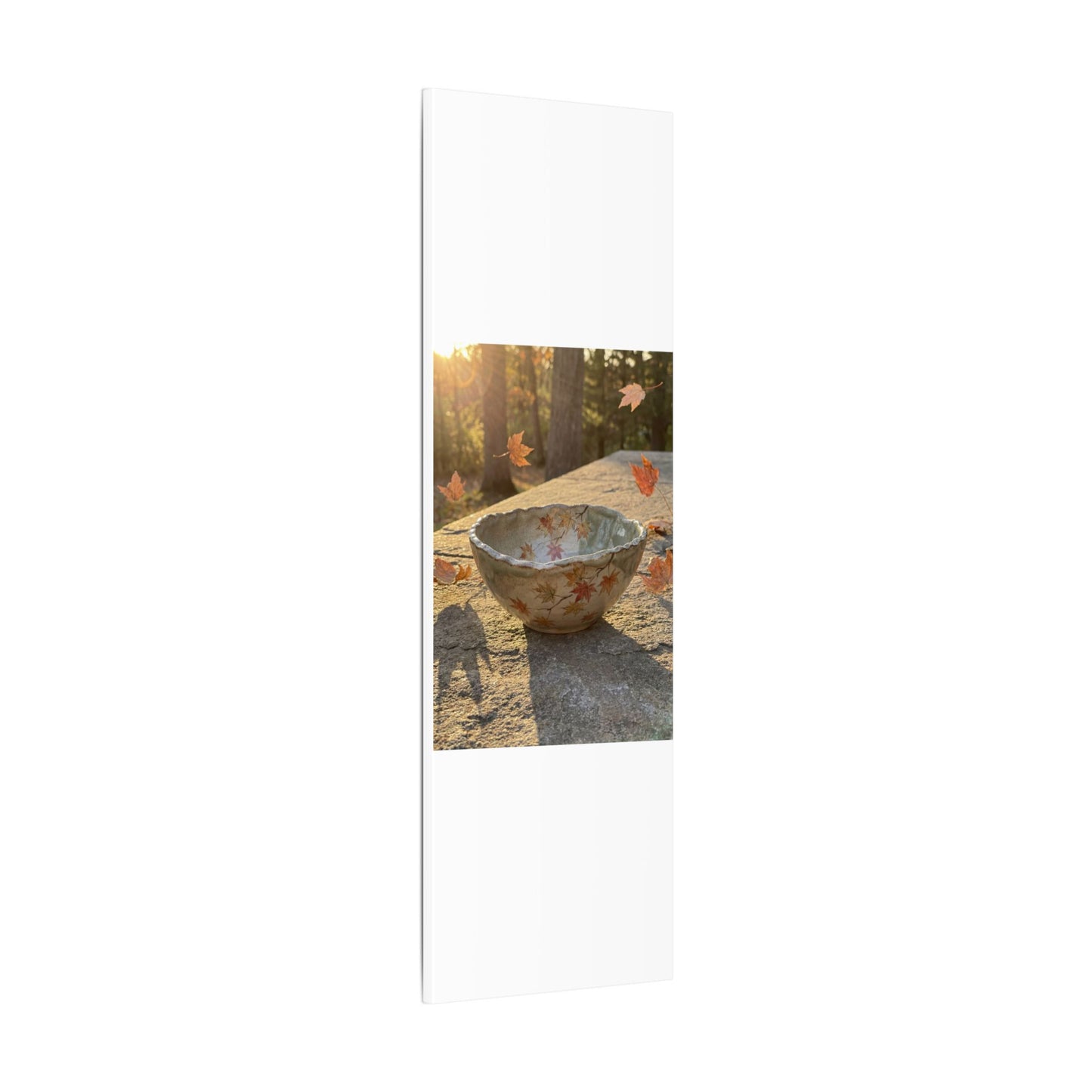 Japandi Ceramic Bowl in Golden Hour | Japanese Pattern Canvas Art