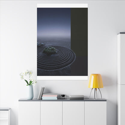 Ma Rock Garden Canvas Art - Dark Japandi Moody Minimal
