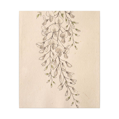 Japandi Wisteria in Golden Hour | Minimal Line Canvas Art