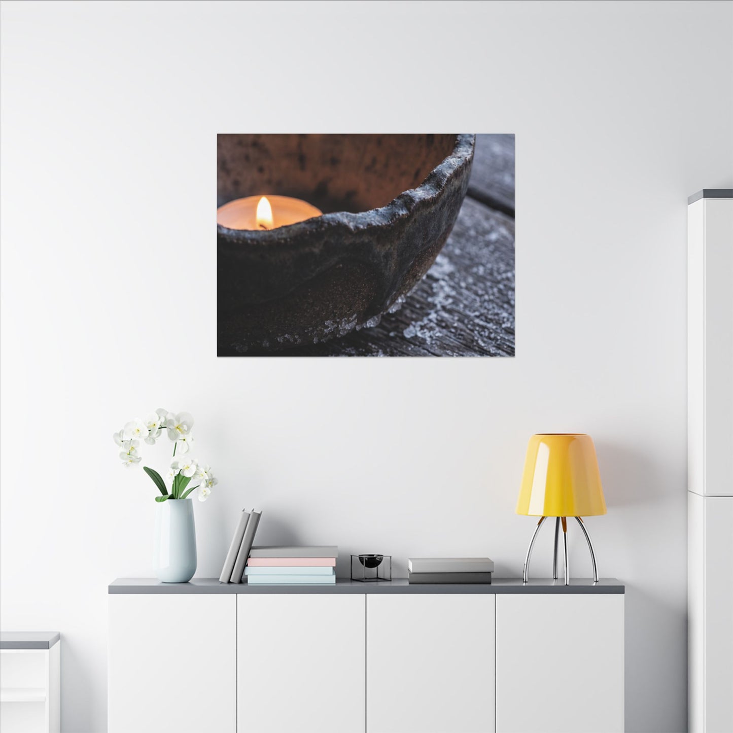 Atmospheric Ceramic Bowl Canvas Art - Moody Minimal Dark Japandi
