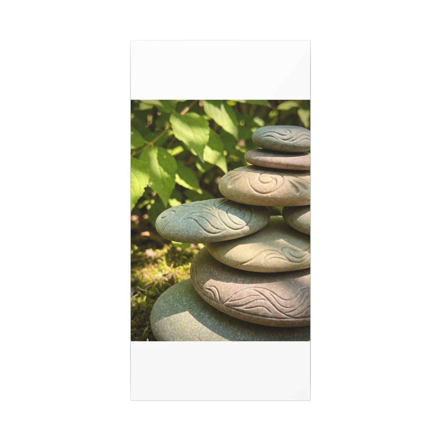 River Stones Summer Canvas Art | Japandi Earthy Design