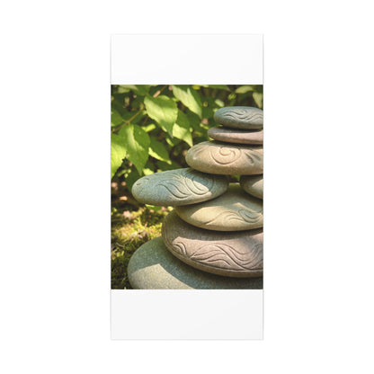 River Stones Summer Canvas Art | Japandi Earthy Design