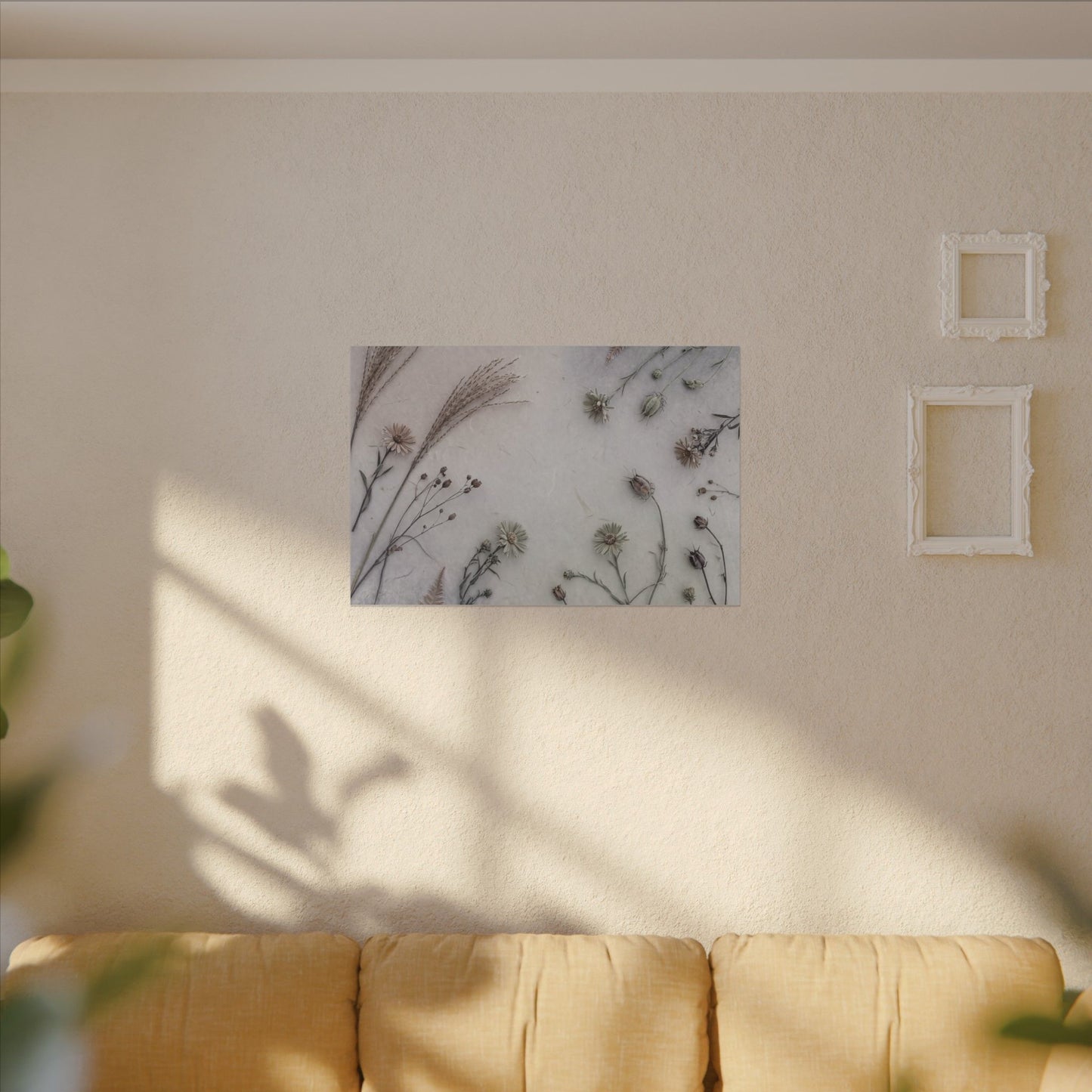 Dried Flowers Japanese Pattern Canvas Art | Elegant Japandi Art