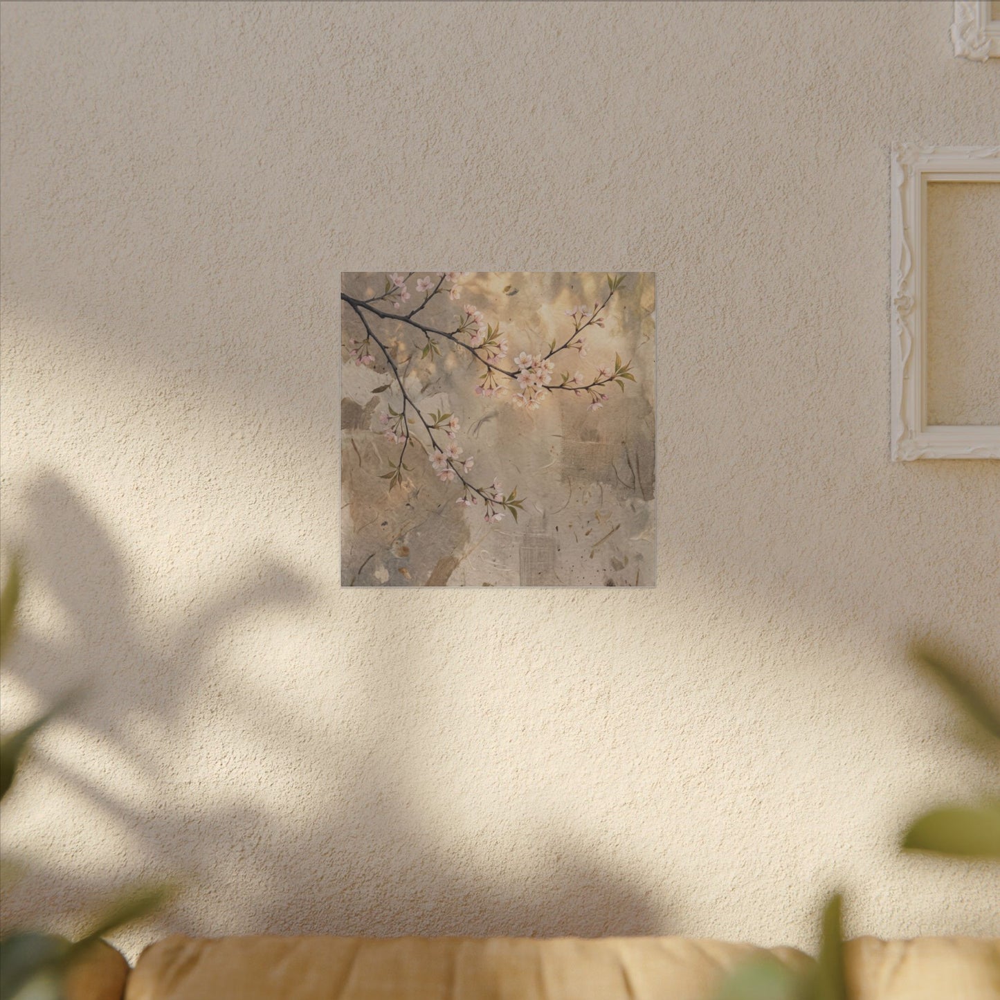 Summer Cherry Blossom Texture Canvas Art | Neutral Decor