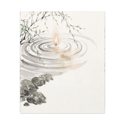 Water Ripple Sumi E Canvas Art | Tranquil Zen Art