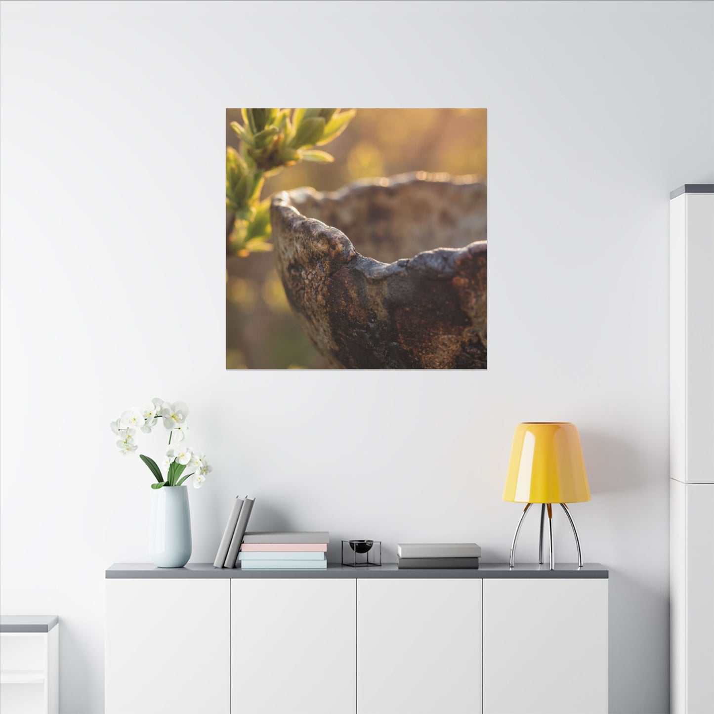 Golden Hour Ceramic Bowl Canvas Art - Dark Japandi Ma