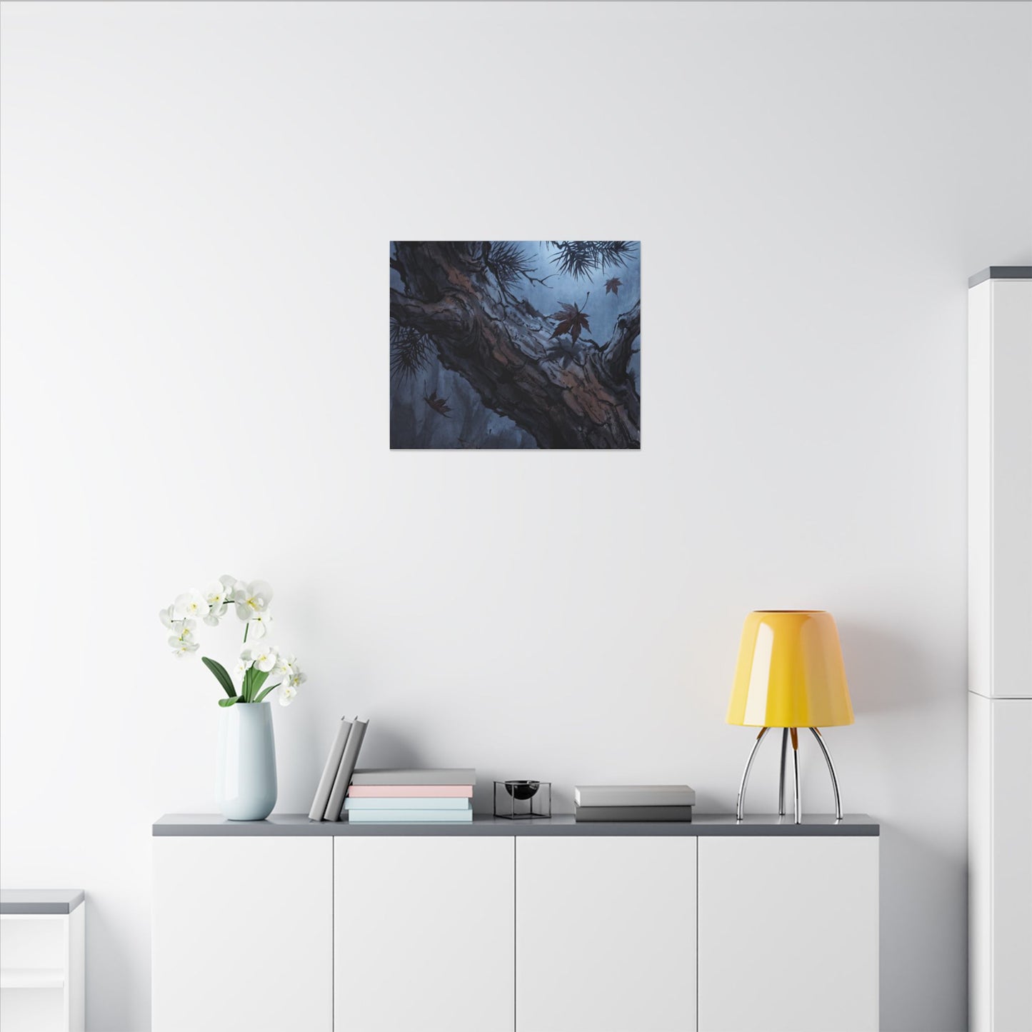 Atmospheric Pine Tree Canvas Art - Shadow Zen Dark Japandi
