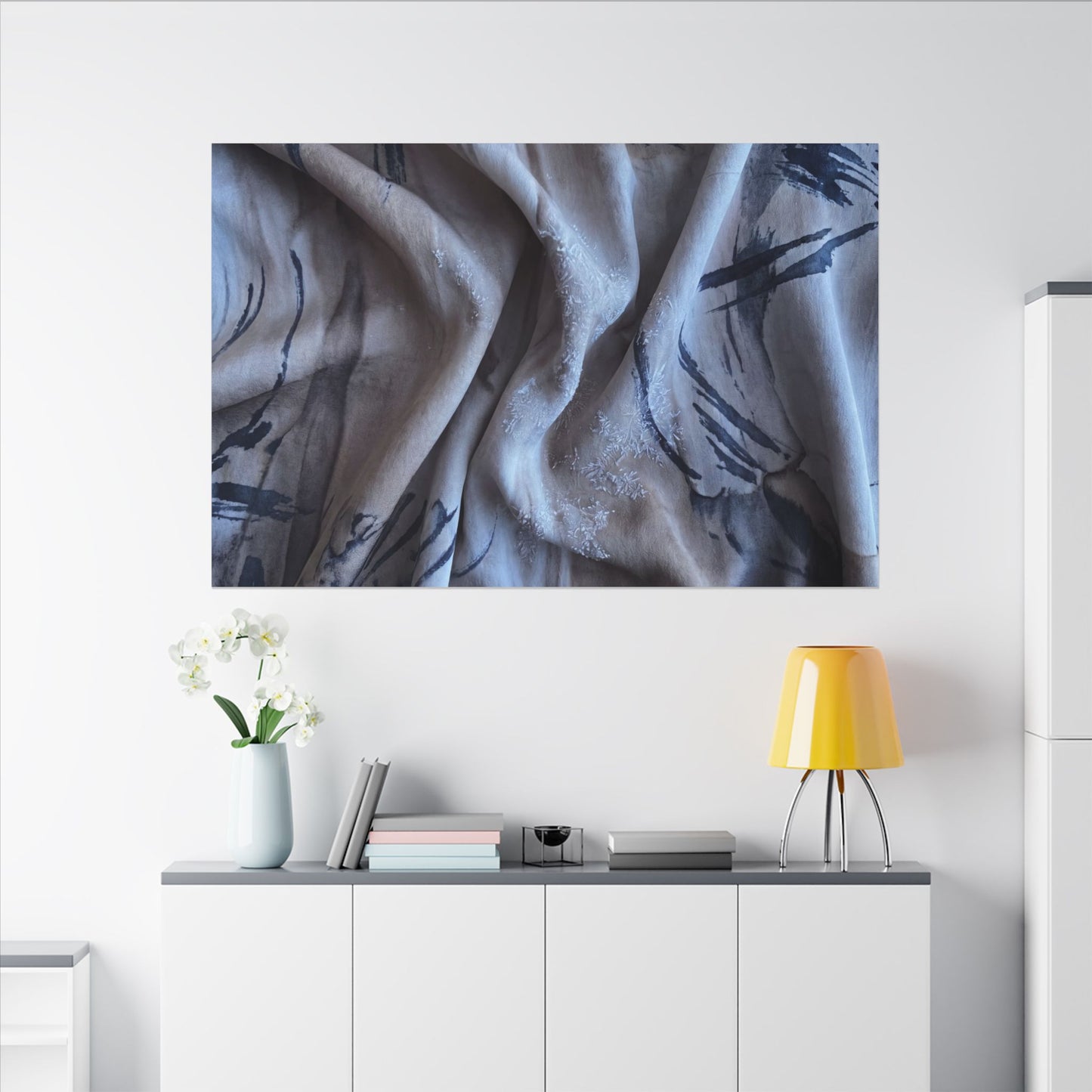 Silk Drape Winter Canvas Art | Japandi Earthy Design